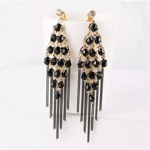 Clip On Chandelier Long Earrings